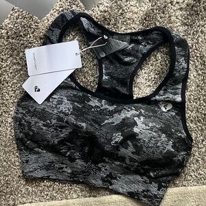 Monowear Black and Gray Camouflage Sports Bra
